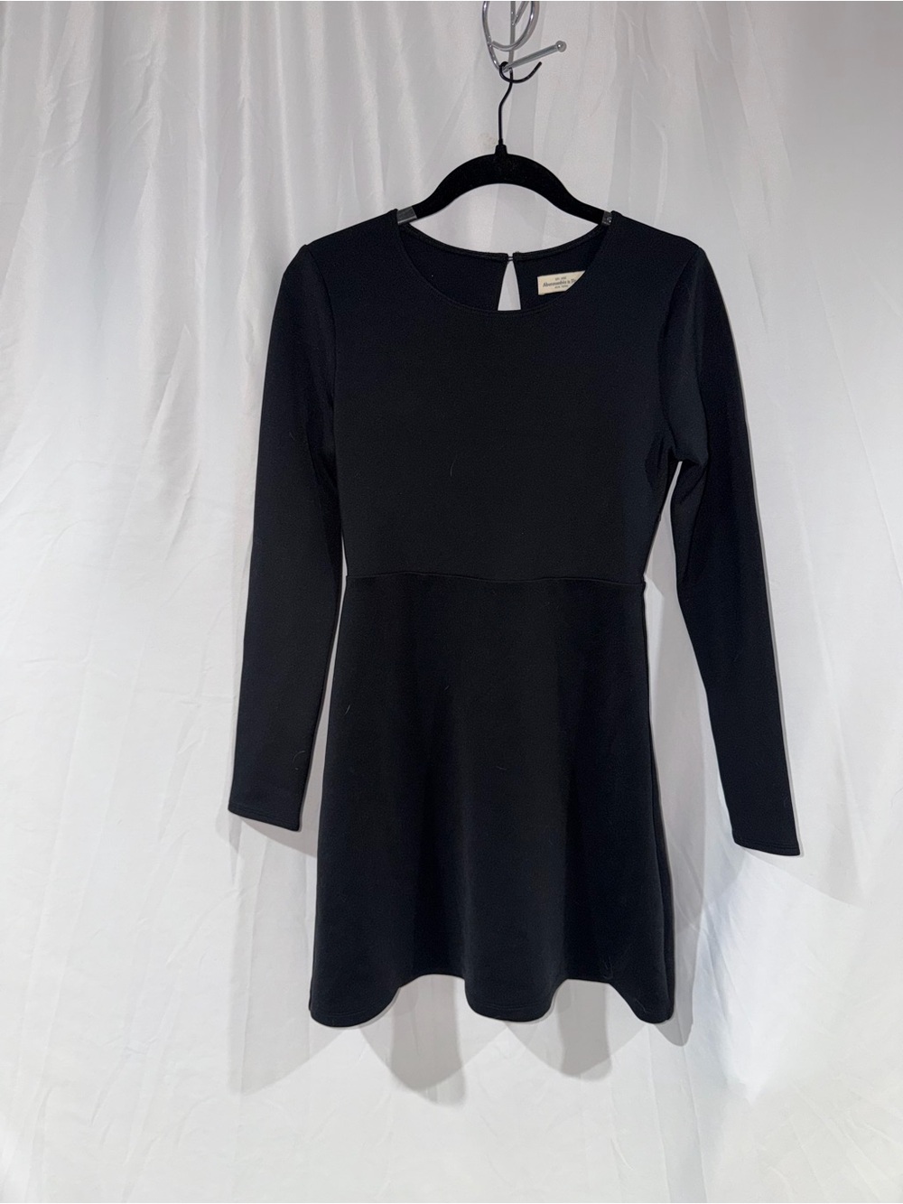 Abercrombie & Fitch Dress Mini Black Long-Sleeve Fit & Flare Dress